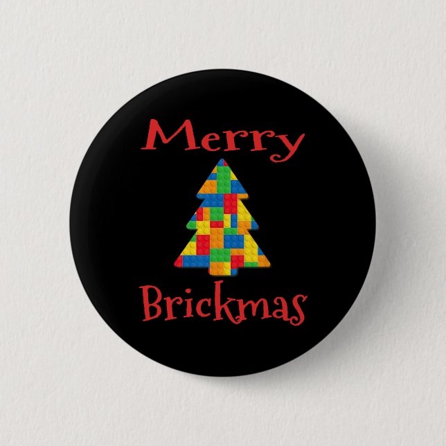 Bóton Redondo 5.08cm Bloco de Brick Master Builder de Árvore de Natal (Frente)