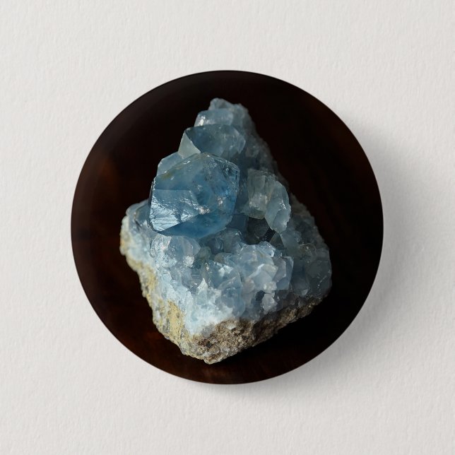 Bóton Redondo 5.08cm Blue Celestite Crystal (Frente)