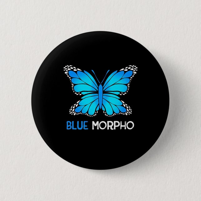 Bóton Redondo 5.08cm Blue Morpho Butterfly (Frente)