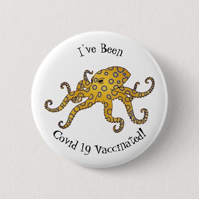 Bóton Redondo 5.08cm Blue-ringed octopus cartoon illustration (Frente)