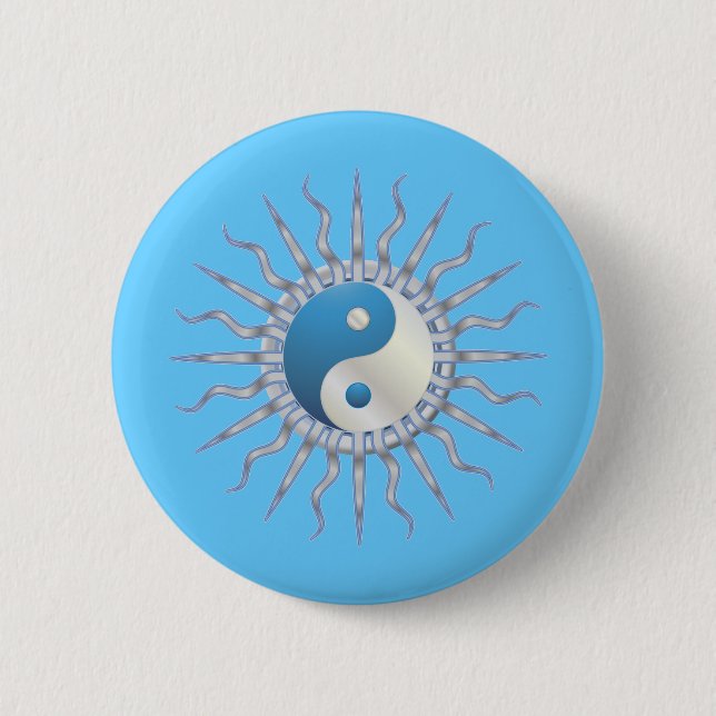 Bóton Redondo 5.08cm Blue Starburst Yin Yang (Frente)