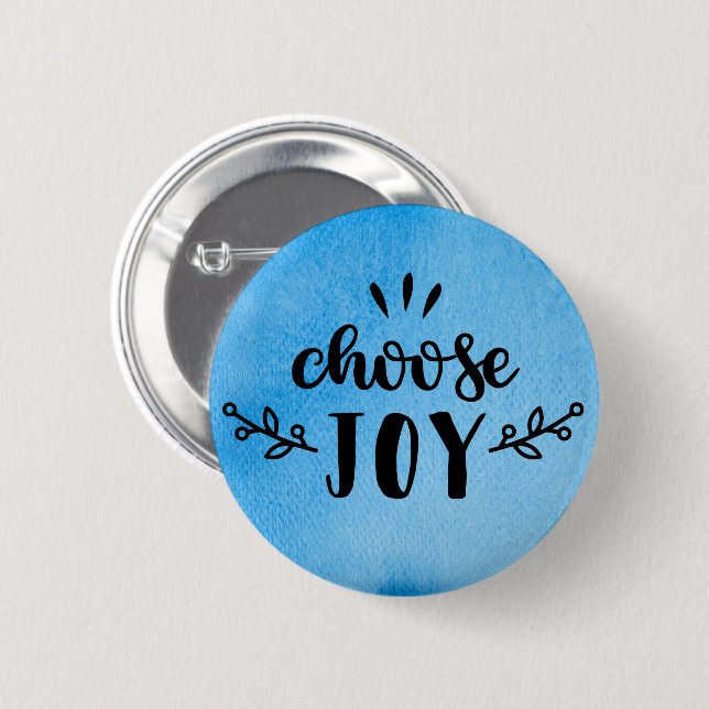 Bóton Redondo 5.08cm Blue Watercolor - Escolha a alegria (Frente & Verso)