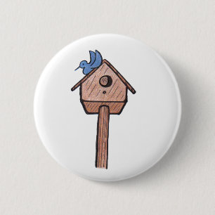 Bóton Redondo 5.08cm Bluebird Birdhouse... Botão...