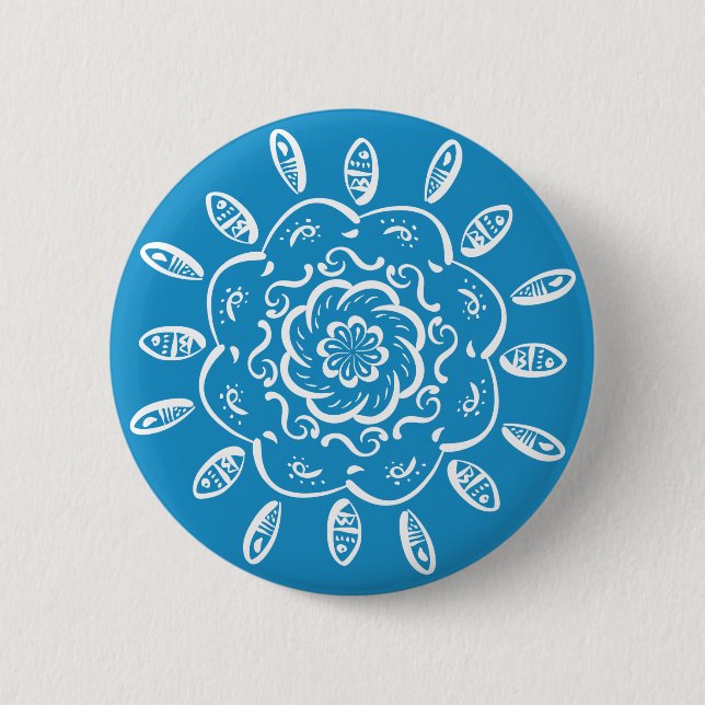 Bóton Redondo 5.08cm Bluebird Mandala (Frente)