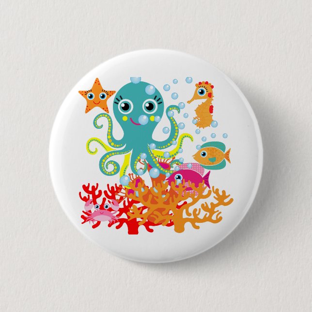 Bóton Redondo 5.08cm Boa vinda ao oceano (Frente)