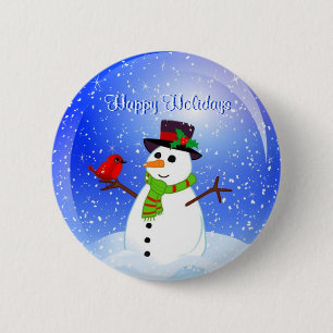 Bóton Redondo 5.08cm Boas festas Pin do boneco de neve do Natal