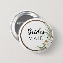 Bóton Redondo 5.08cm Bohemian Wreath Bridal Party Button Bridesmaid