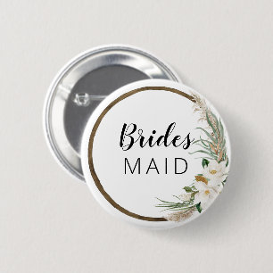 Bóton Redondo 5.08cm Bohemian Wreath Bridal Party Button Bridesmaid