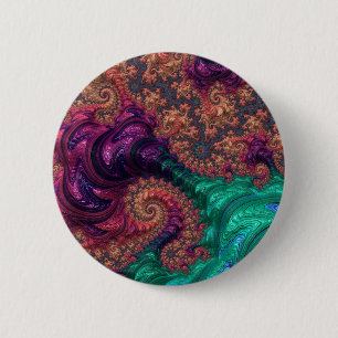 Bóton Redondo 5.08cm Boho Groovy Colorful Jewel Tone Fractal