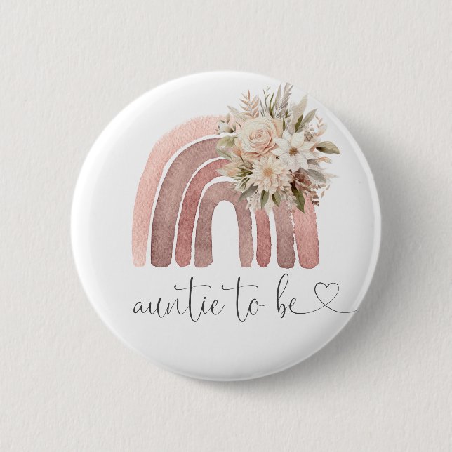 Bóton Redondo 5.08cm Boho Rainbow Chá de fraldas Tia To Be (Frente)