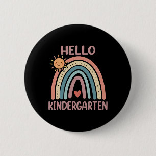 Bóton Redondo 5.08cm Boho Rainbow Heart For Teachers Women Hello Kinder