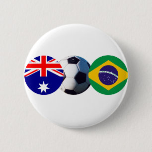 Bóton Redondo 5.08cm Bola de Futebol Austrália e Brasil Bandeira do MU
