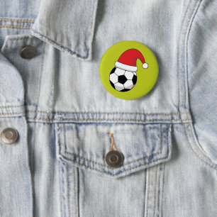 Bóton Redondo 5.08cm Bola De Futebol De Natal Com Chapéu De Papai Noel