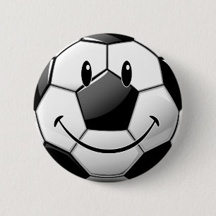 Bóton Redondo 5.08cm Bola de futebol de sorriso lustrosa de Toon