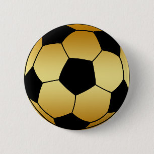 BÓTON REDONDO 5.08CM BOLA DE FUTEBOL DOURADO E PRETA