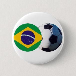 Bóton Redondo 5.08cm Bola de Futebol e Bandeira do Brasil no MUSEU Zazz