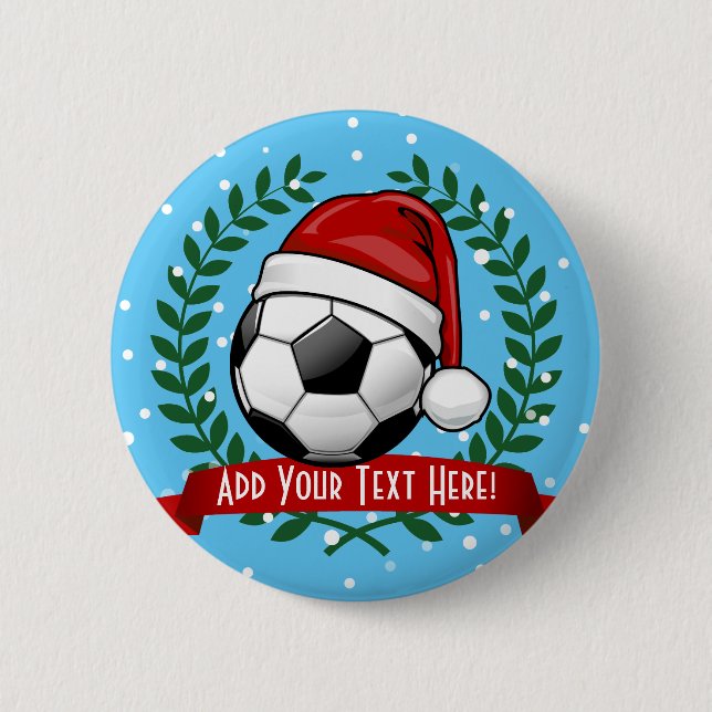 Bóton Redondo 5.08cm Bola de futebol que veste um Natal do chapéu do (Frente)