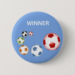 Bóton Redondo 5.08cm Bolas de Futebol Vencedor no Azul Céu
