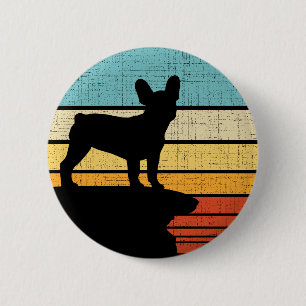 Bóton Redondo 5.08cm Bolldog francês Retro Vintage Dog Puppy Ownership