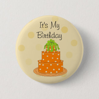 Bóton Redondo 5.08cm Bolo de Laranja de Aniversário