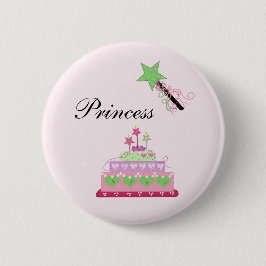 Bóton Redondo 5.08cm Bolo de Princesa e Varinha Verde