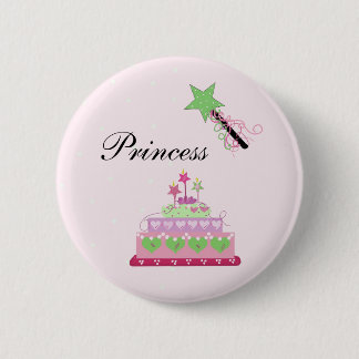 Bóton Redondo 5.08cm Bolo de Princesa e Varinha Verde