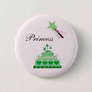 Bóton Redondo 5.08cm Bolo de Princesa e Varinha Verde