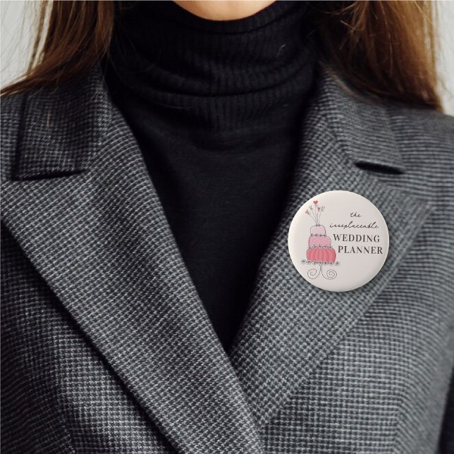 Bóton Redondo 5.08cm Bolo Whimsical Sweet Pink Cake Chic (WEDDING PLANNER Whimsical Sweet Pink Cake Modern Chic Pin Button @ fat_fa_tin)