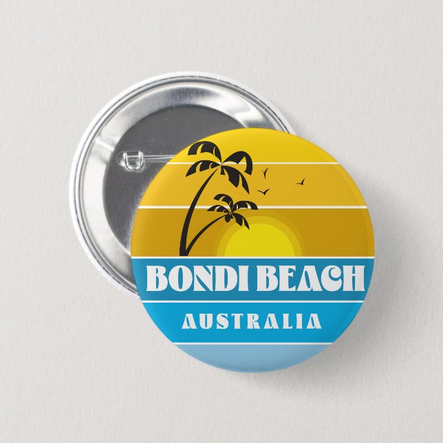 Bóton Redondo 5.08cm Bondi Beach Austrália (Frente & Verso)