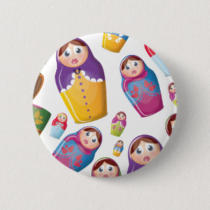 Bóton Redondo 5.08cm Boneca Matryoshka - Padrão de Bonecas Aninhadas R