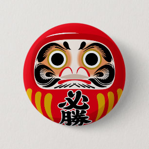 Bóton Redondo 5.08cm Boneco Daruma (amuleto tradicional japonês de boa