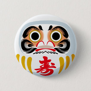 Bóton Redondo 5.08cm Boneco Daruma (amuleto tradicional japonês de boa
