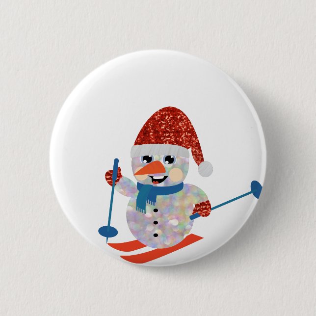 Bóton Redondo 5.08cm boneco de neve de natal (Frente)