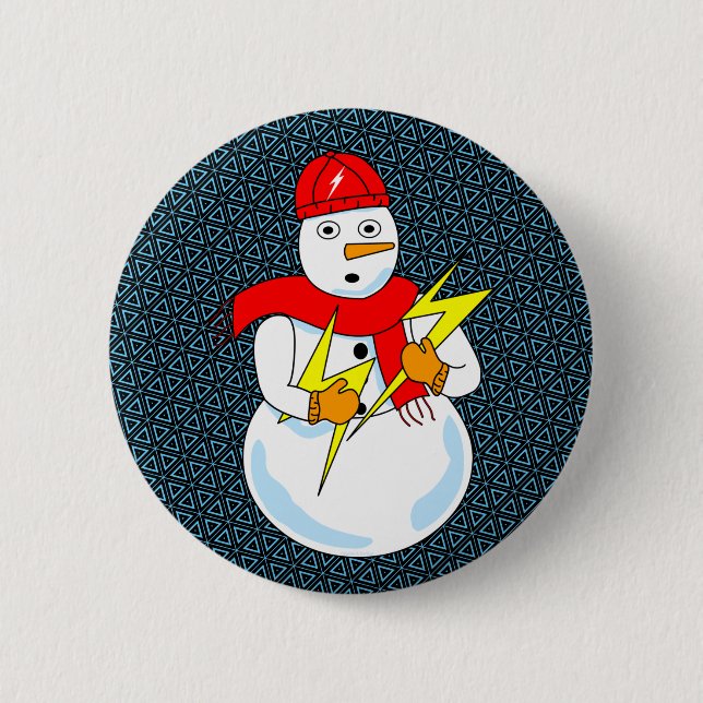 Bóton Redondo 5.08cm Boneco de Neve Elétrico (Frente)