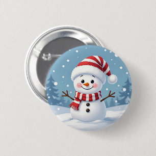 Bóton Redondo 5.08cm Boneco de neve fofo com cachecol e chapéu