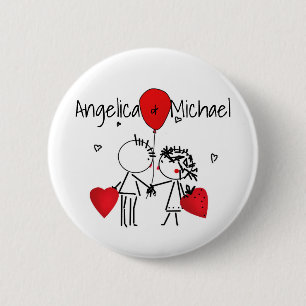 Bóton Redondo 5.08cm Bonito, Beijo, casamento