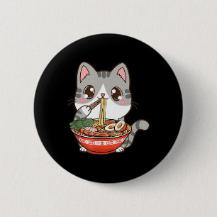 Bóton Redondo 5.08cm Bonito Ramen Cat Kawaii Anime Comida Japonês Menin