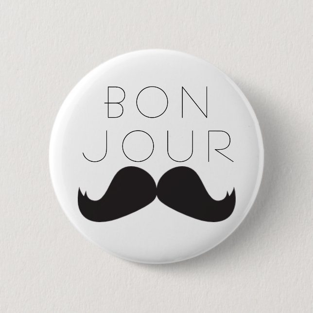 Bóton Redondo 5.08cm Bonjour Le Moustache BOTÃO (Frente)