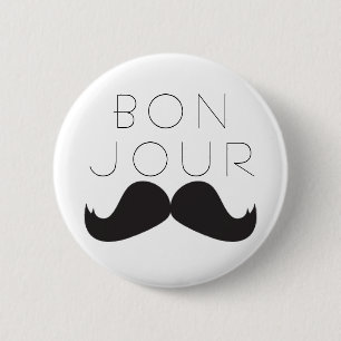 Bóton Redondo 5.08cm Bonjour Le Moustache BOTÃO