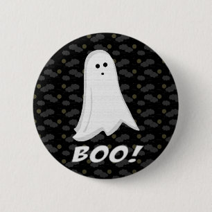 Bóton Redondo 5.08cm Boo, branco e fantasma preto