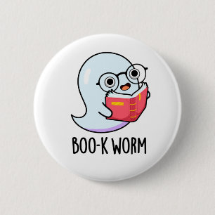 Bóton Redondo 5.08cm Boo-k Worm Cute Halloween Bookworm Ghost Pun