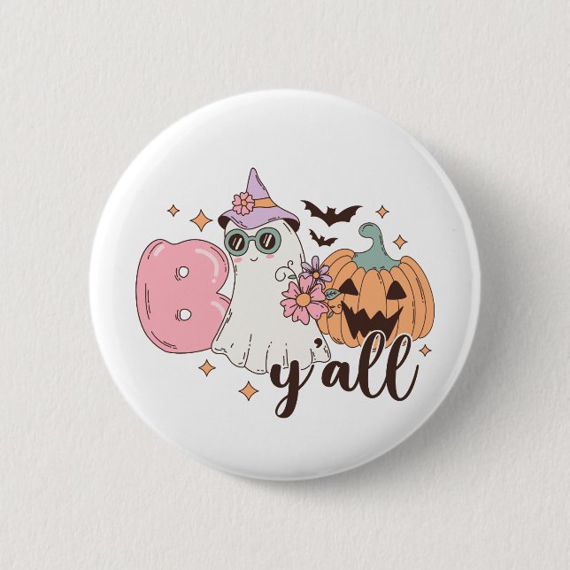Bóton Redondo 5.08cm Boo Y'All Halloween (Frente)