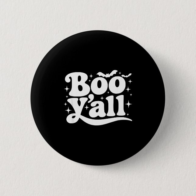 Bóton Redondo 5.08cm Boo Y'all Southern Retro Halloween Quote Saying Ba (Frente)