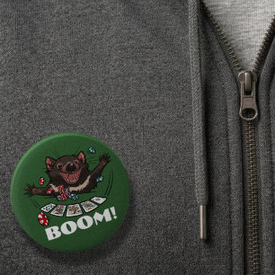 Bóton Redondo 5.08cm Boom! Diabo da Tasmânia Royal Flush Poker Desenho 