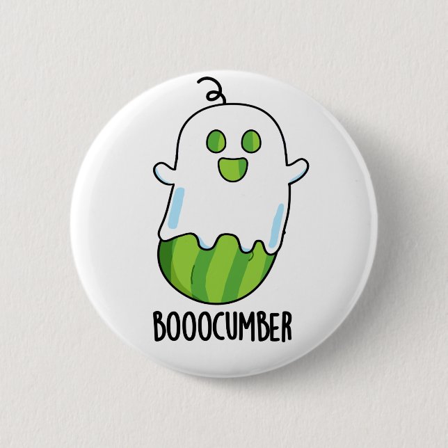 Bóton Redondo 5.08cm Booocumber Funny Ghost Cucumber Pun (Frente)