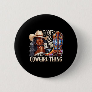 Bóton Redondo 5.08cm Boots & Bling It A Cowgir Thing Black