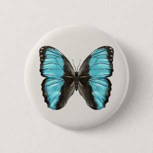 Bóton Redondo 5.08cm Borboleta Azul Insetos Arte Insetos