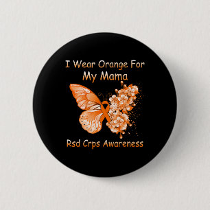 Bóton Redondo 5.08cm Borboleta, Eu Visto Laranja Para Minha Mãe, Rsd Cr