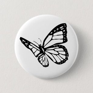 Bóton Redondo 5.08cm Borboleta Preta