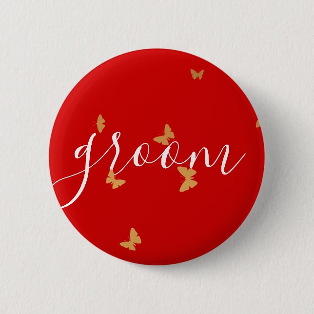 Bóton Redondo 5.08cm Borboletas de Bolo de Casamento (Frente)